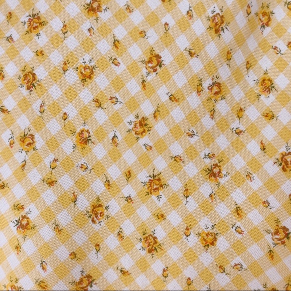 Vintage Yellow Floral Gingham Mini Skirt - Picture 4 of 4